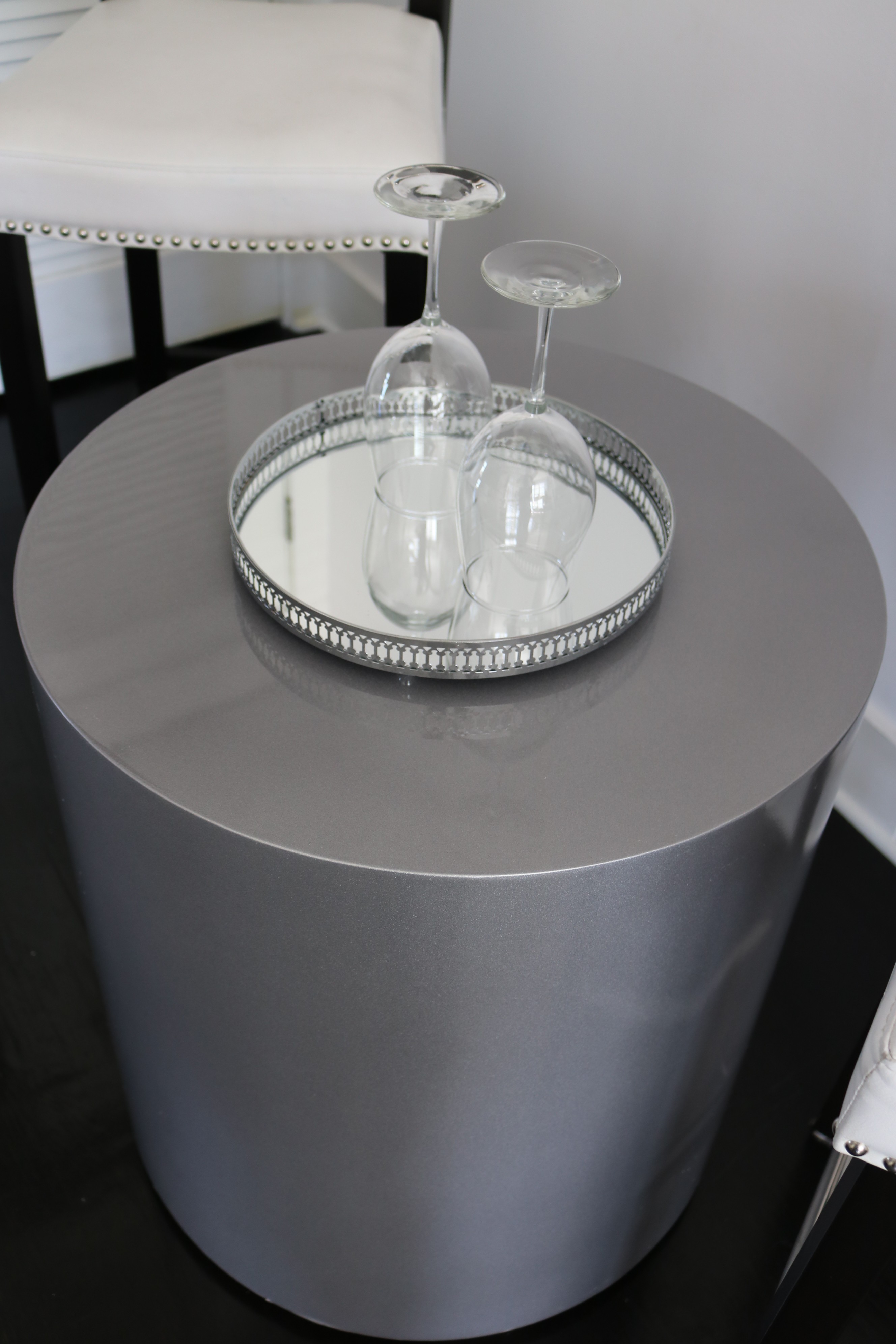 silver end table rentals rental Atlanta Georgia By Luxe Atlanta Party Rentals