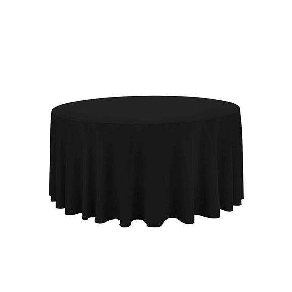 120" Round Black Linen Tablecloth