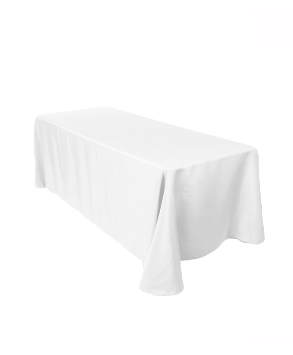 6 FT White Rectangular Tablecloth