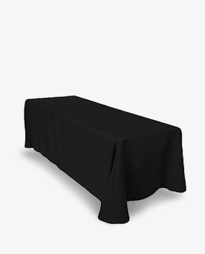 8ft 90x156 black tablecloth rental