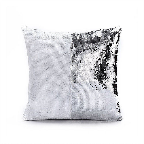 Luxe Sequin Pillow Silver & White