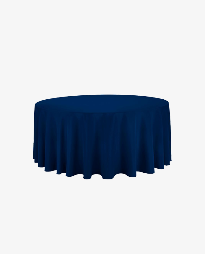 120" Round Navy Blue Linen