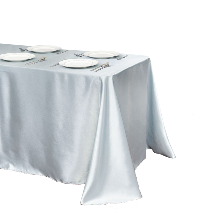 6 FT Silver Satin Rectangular Tablecloth